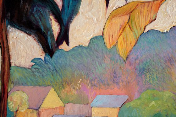 Golden palms above the village