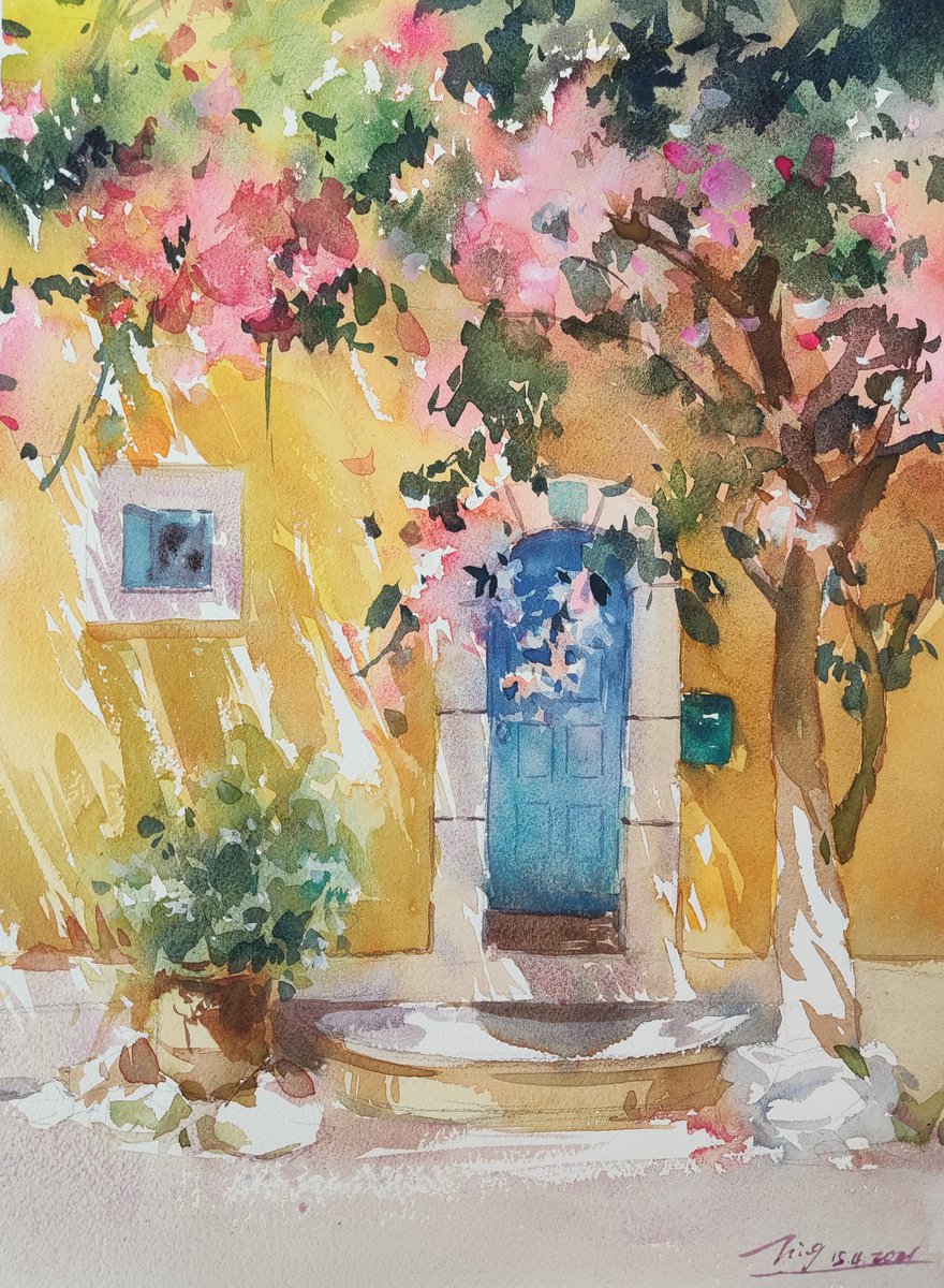 Impressionistic Cityscapes Watercolour By Jing Chen, 11 X 15, Passing Afternoon 5, Original Artwork