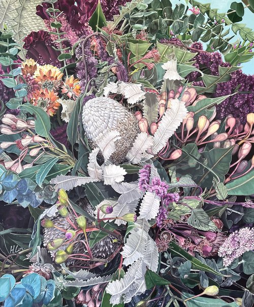 A Thousand Ways to Love – Acorn Banksia, Eucalyptus, Amaranthus, Celosia Cristata and Yellow Everlastings by HSIN LIN