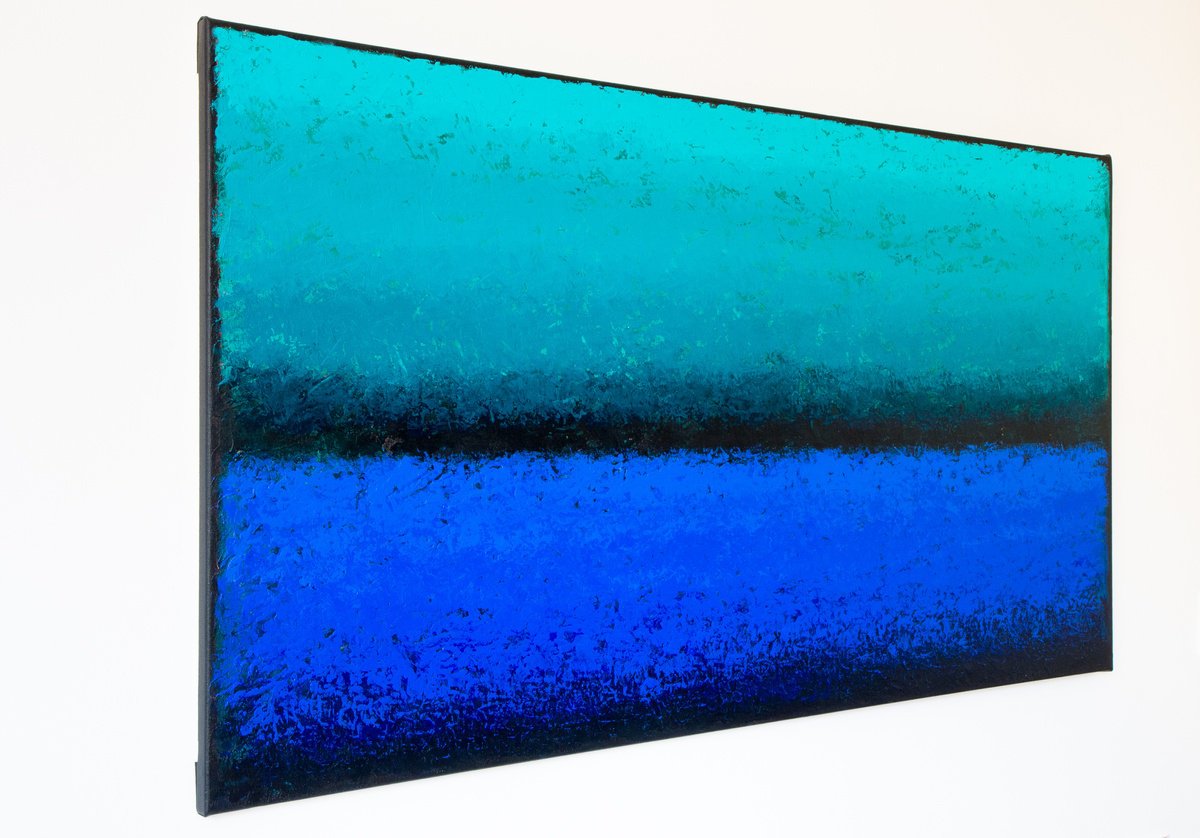 Abstract Landscape Acrylic Painting By Stefan Fierros, 44 X 24", Voyage - 4, Original Artwork