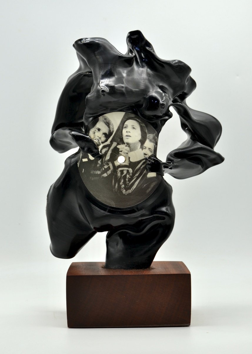 Abstract Portrait Sculpture By Seona Mason, 5 X 7", "Hey, Sweet Girls", Original Artwork