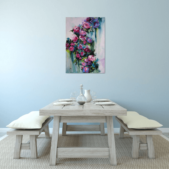 Textured Roses Oil Painting