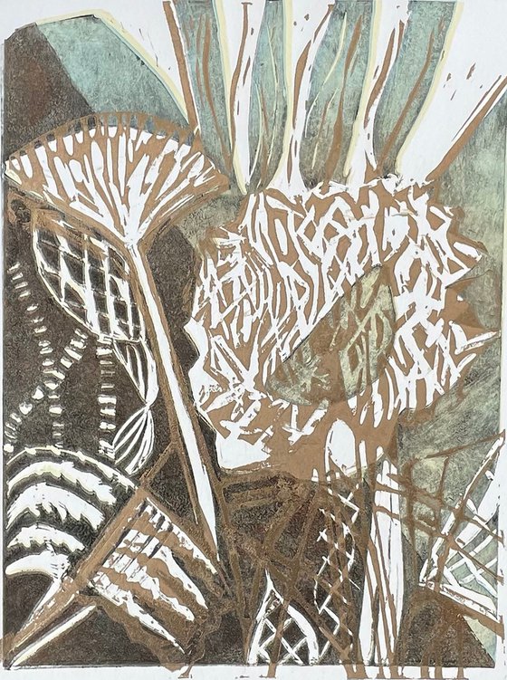 Agapanthus in Spring Linocut
