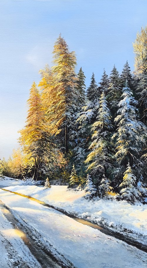 Snowy Pine Wood Road by Sergei Miqaielyan
