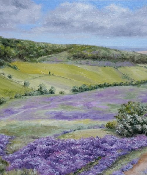 Hole of Horcum Heather 24x12inc by Jayne Farrer