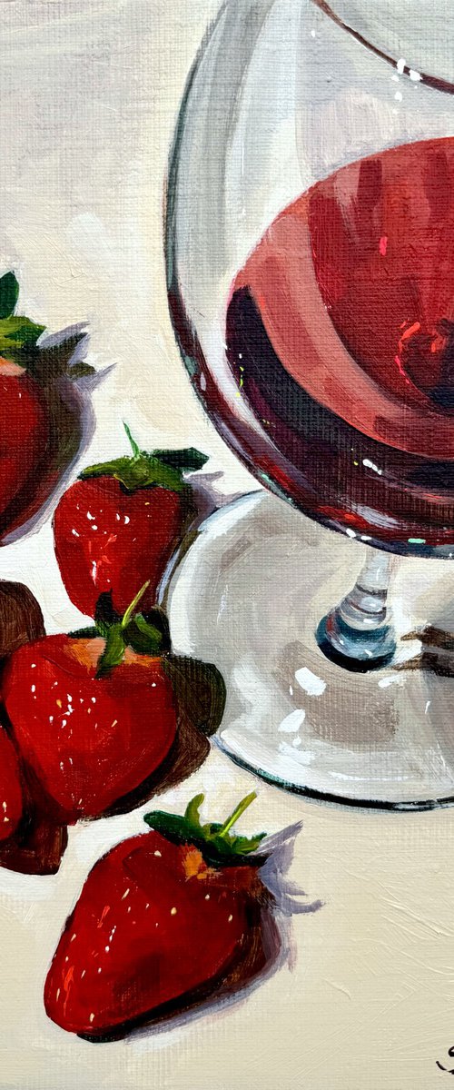 Still Life with Strawberries and Wine by Victoria Sukhasyan