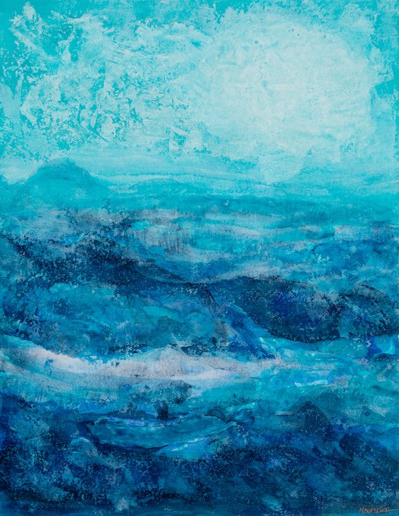 Blue abstract water landscape - sea - ocean deco design