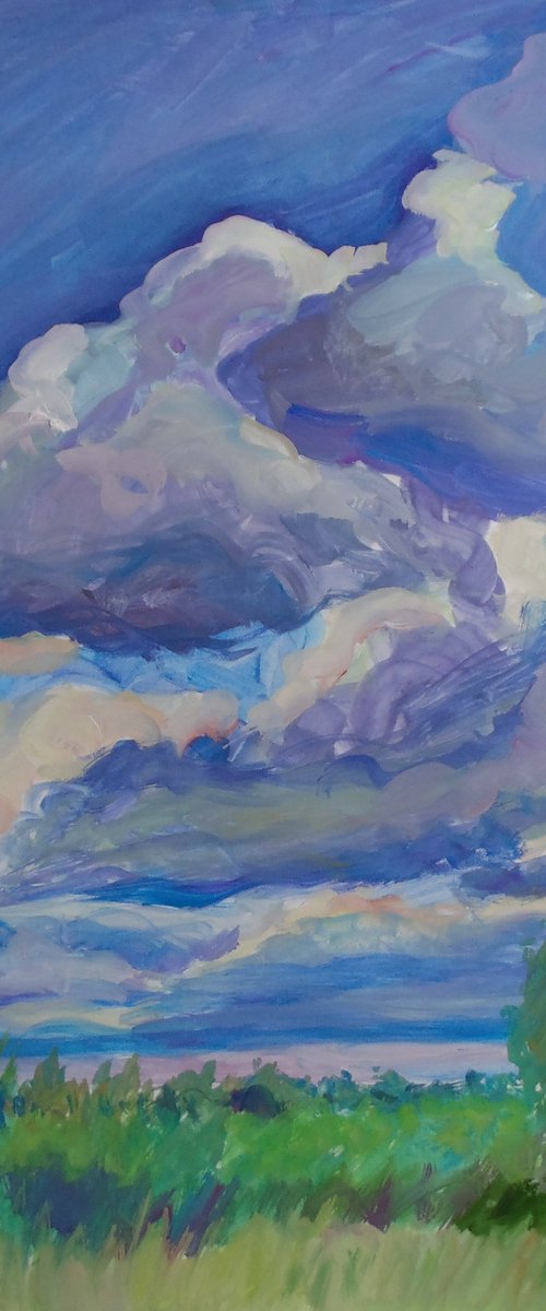 The sky in the clouds. Gouache on paper. 43 x 61 cm by Alexander Shvyrkov