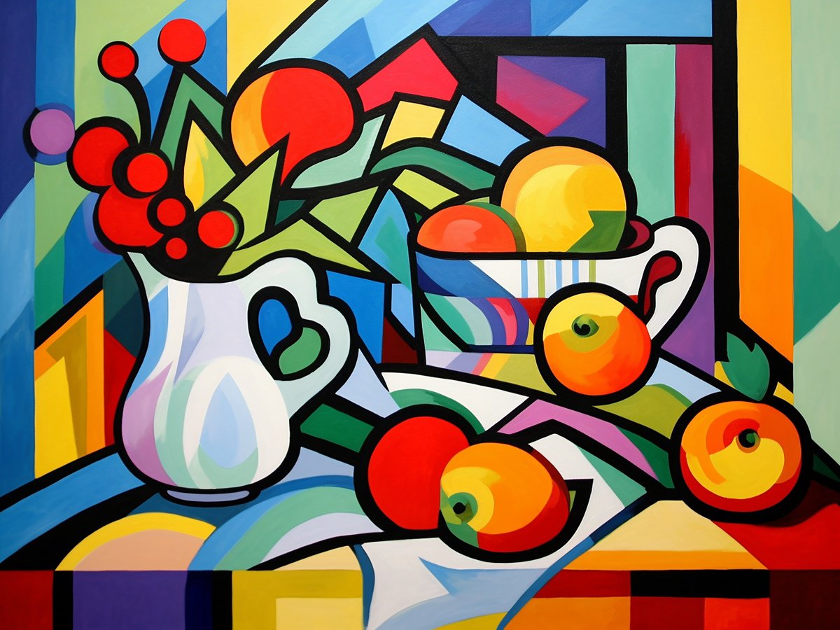 Impressionistic Still Life Acrylic Painting By Kosta Morr, 31 X 24", Abstract Still-Life Xxiii, Original Artwork