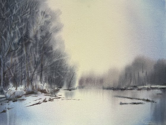 Frosty morning landscape