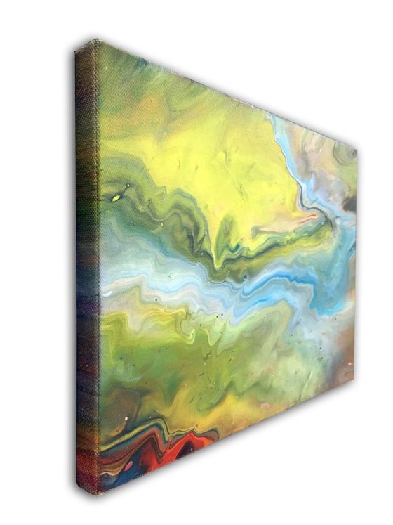 "A River Runs Through It" - Original Small Abstract PMS Fluid Acrylic Painting - 12 x 9 inches