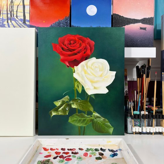 Unbreakable Bond. Red and White Roses