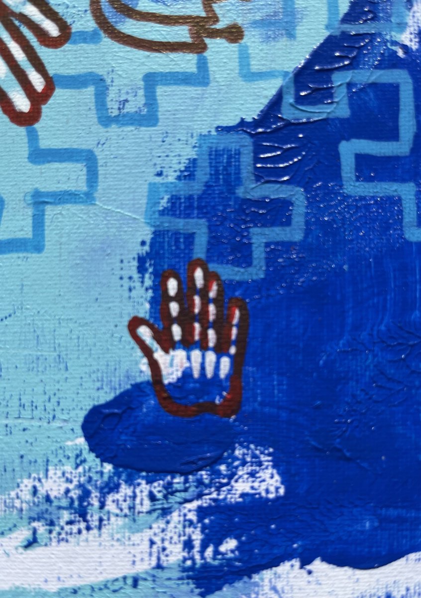 Naive Portrait Acrylic Painting By Yuliia Chaika, 12 X 16", Abstract Face With Flowers, Original Artwork