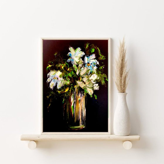 REMEMBER OF THE MEETING - Flowers, white flowers, bouquet of wildflowers, wildflowers, miniart