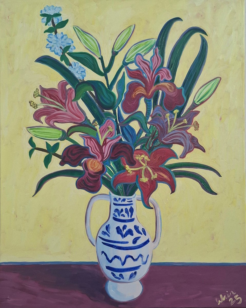 Lilies In A Chinese Vase Ii By Kirsty Wain, 28 X 37, Artwork For Sale On Artfinder