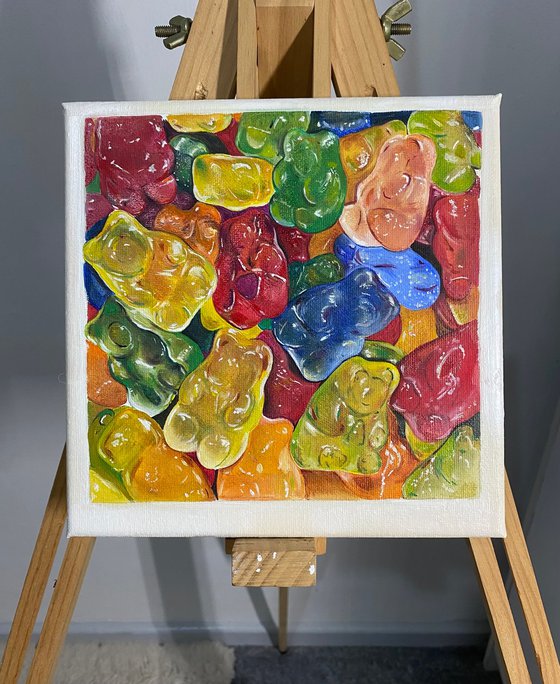 Gummy bears original oil painting