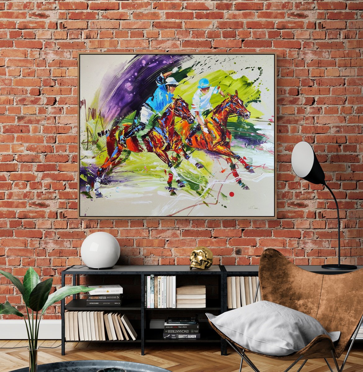 Expressive Animal Painting By Anna Cher, 47 X 39, Pulse Of The Game, Original Artwork