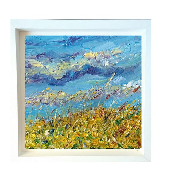 Wild grasses dance on a windy spring Day  - a semi abstract painting