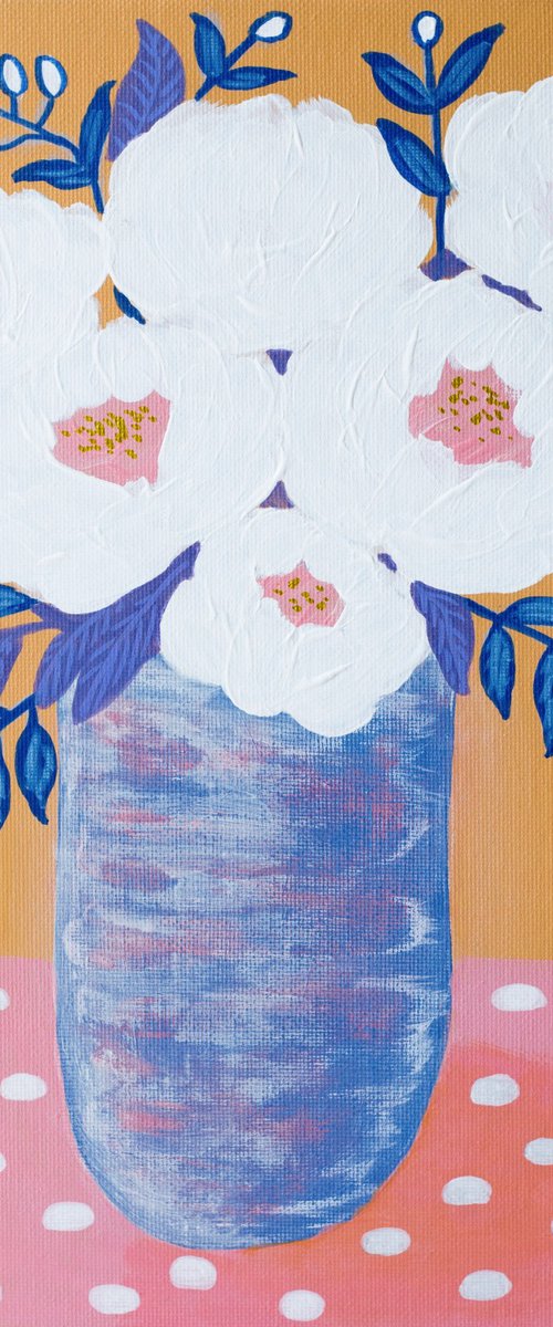 Vase with white flowers by Molly Brin