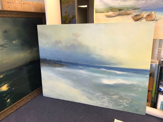 Ocean Breeze, Seascape Original oil Painting, Handmade artwork, Museum Quality, Signed, One of a Kind