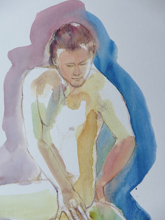 Seated male nude