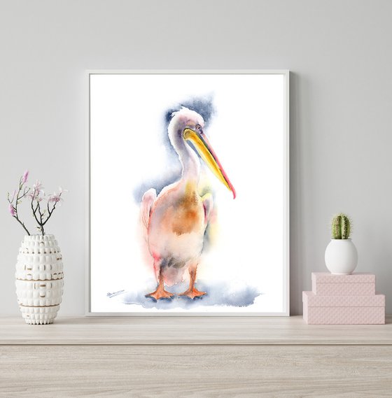 Pink Pelican ( 1 of 2) -  Original Watercolor Painting