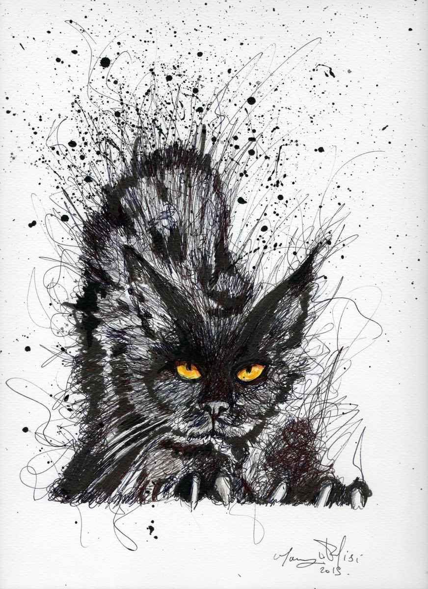 Urban And Pop Animal Drawing By Maurizio Puglisi, 9 X 13", Do Not Make Me Angry, Original Artwork
