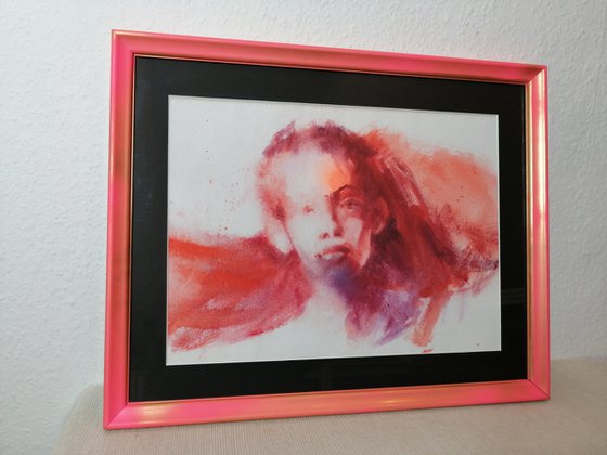 Portrait in street art style, with frame, ready to hang