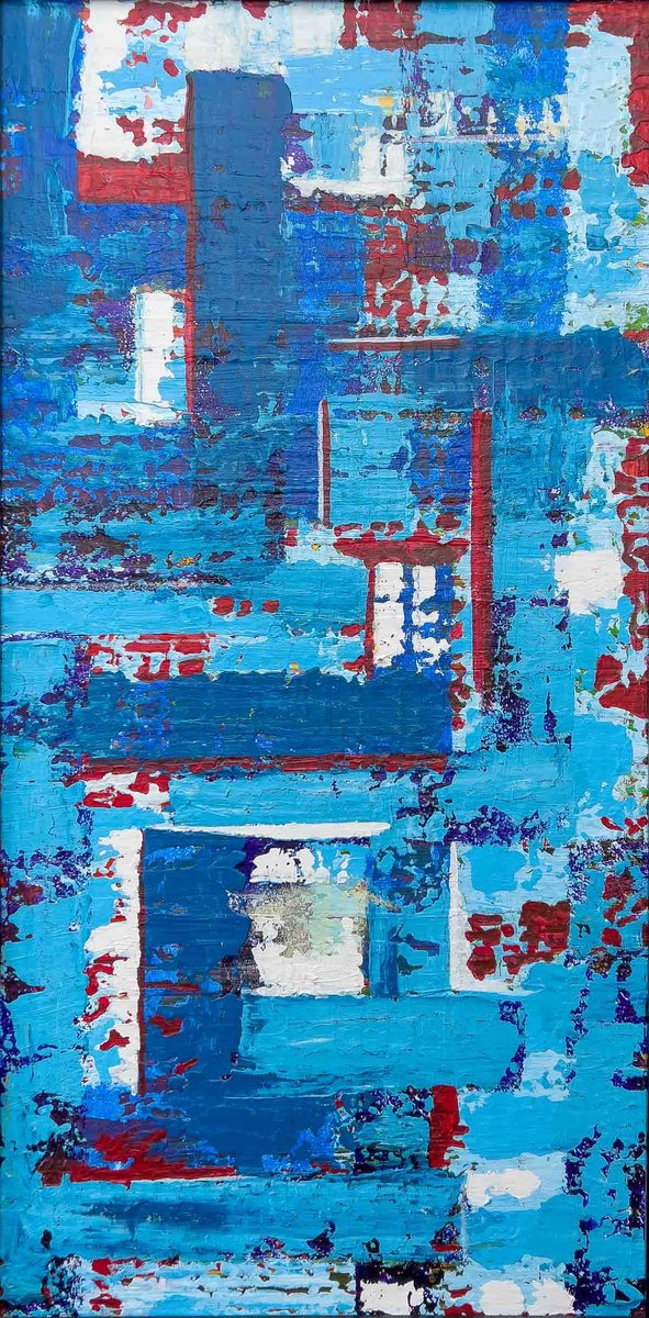 Abstract Acrylic Painting By Km Arts, 20 X 39", Inside View, Original Artwork