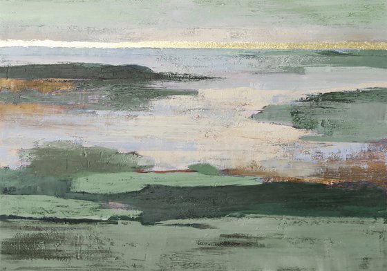 "Olive Estuary 2" Sage green abstract nature