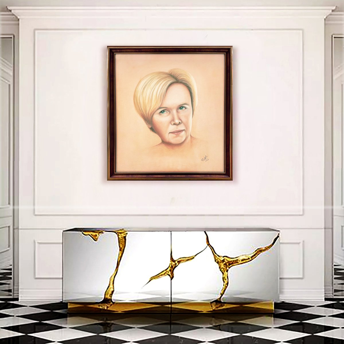 Photorealistic Portrait Oil Painting By Waldemar Kaliczak, 33 X 35", MirosS?awa W., Original Artwork