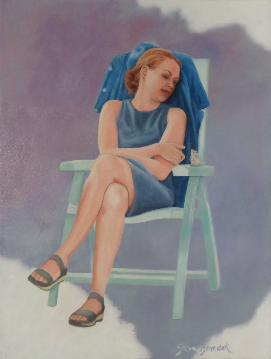 Photorealistic Portrait Oil Painting By Stephen Benedek, 18 X 24", Dreaming, Original Artwork