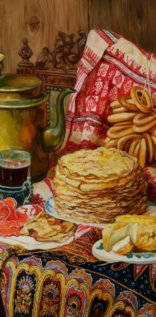 Still life with pancake by Eduard Panov