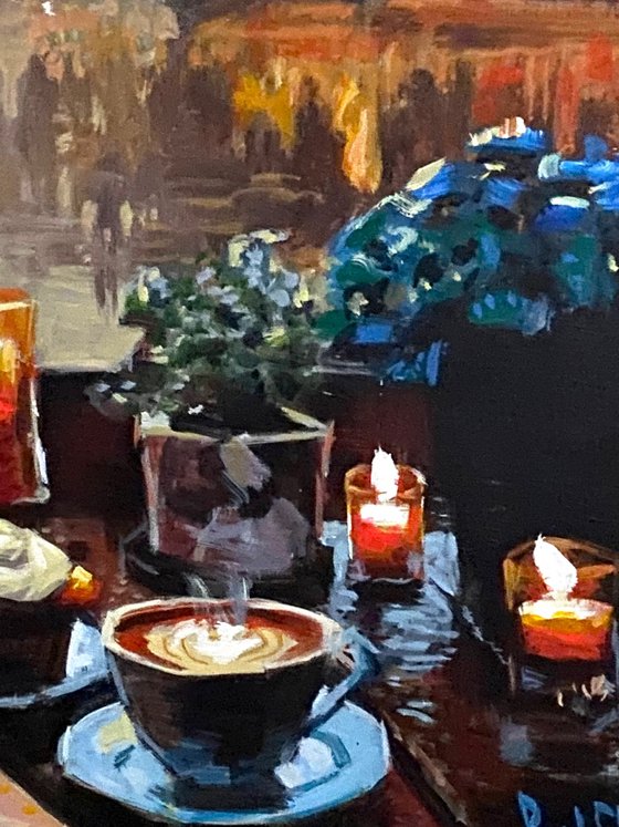 Coffee Time at Dusk in Paris