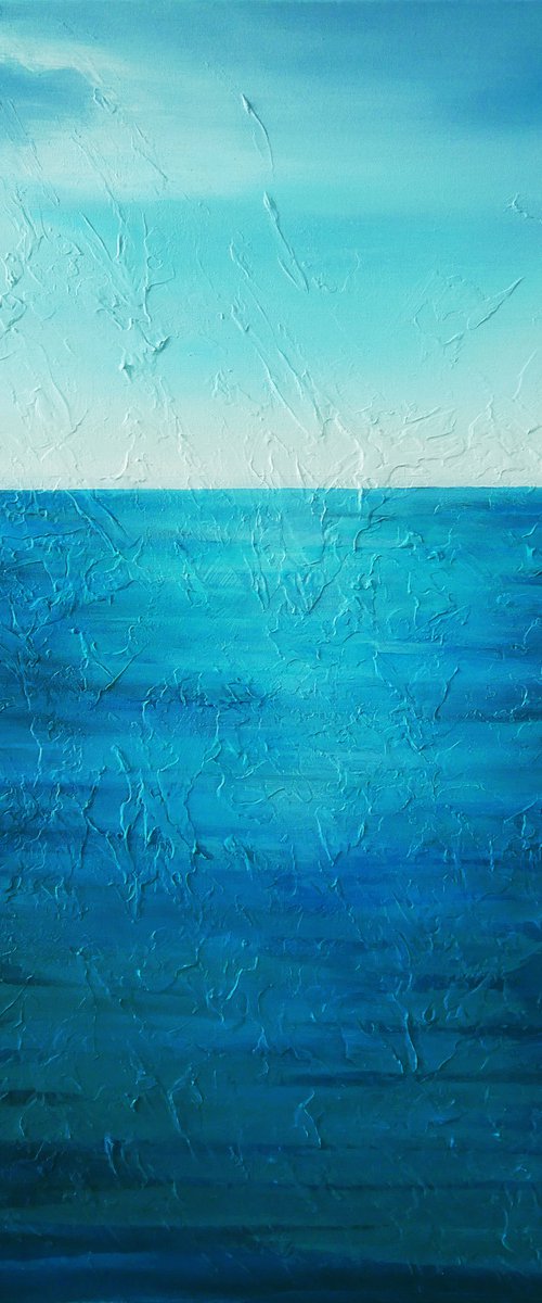 A large abstract ocean painting  "Ocean Breath" by Olesia Grygoruk