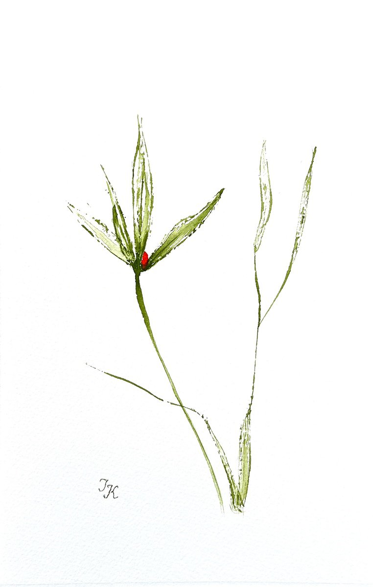 Organic Botanical Watercolour By Tetiana Kovalova, 7 X 11", Fantasy Flowers #3, Original Artwork