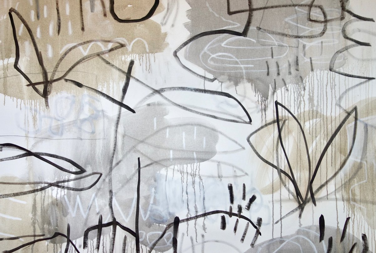 Abstract Acrylic Painting By Michelle Louis, 67 X 45", Gentle Rain, Original Artwork