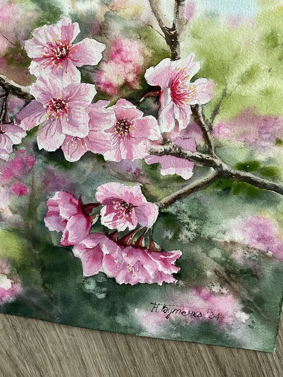 Sacura branched, pink flowers