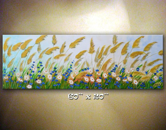 Gold Pampas - Large Original Painting 60" x 20"