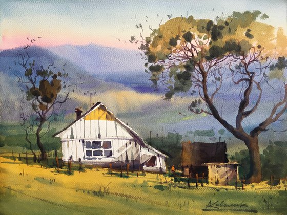 The handmade painting "A House in the Carpathians"