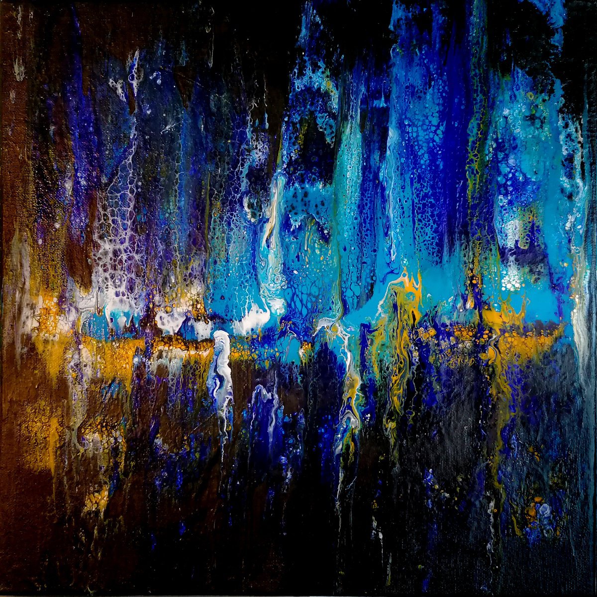 Organic Abstract Acrylic Painting By Susana Z. Harris, 16 X 16", Reflections, Original Artwork