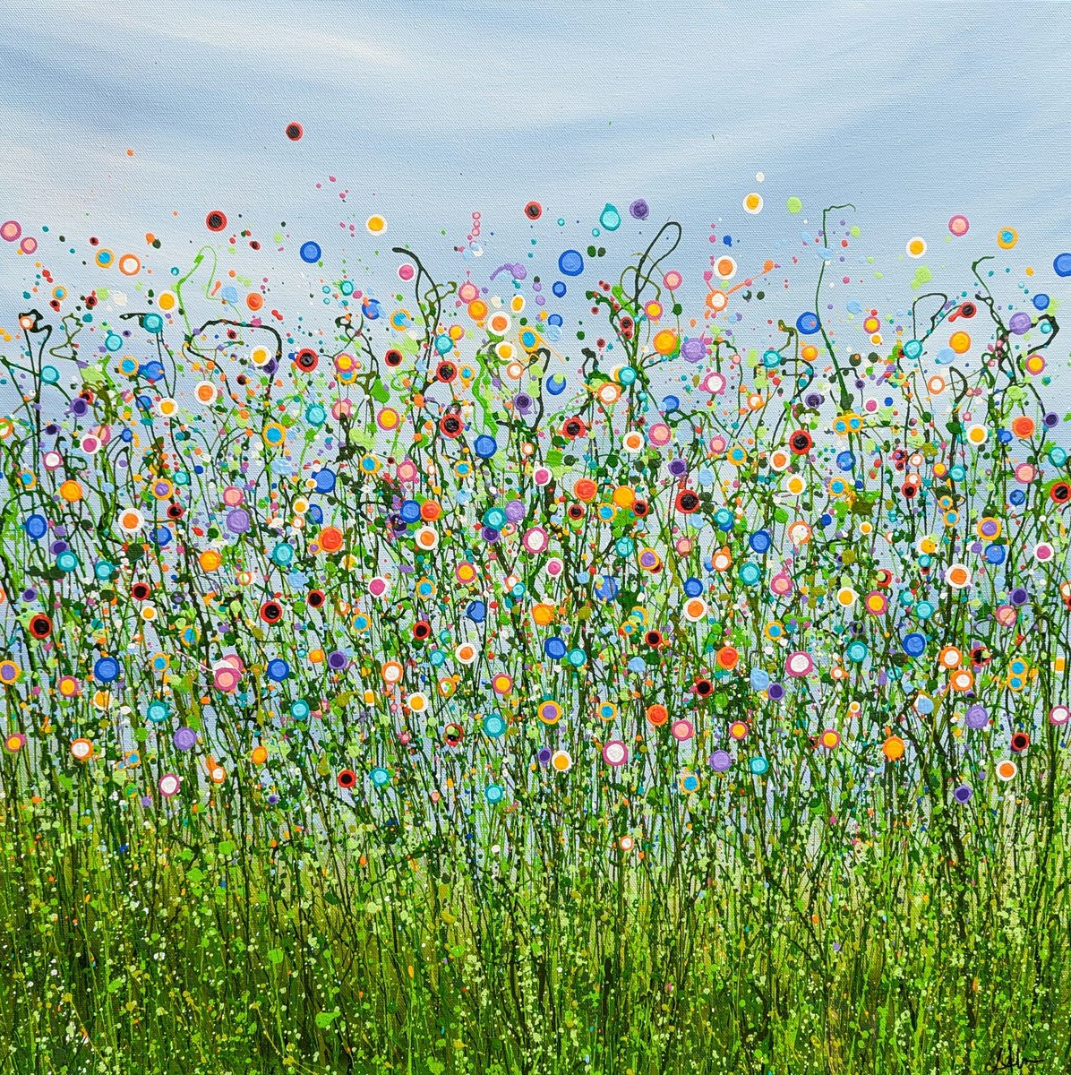 Abstract Landscape Acrylic Painting By Lucy Moore, 24 X 24", Beauty In Chaos, Original Artwork