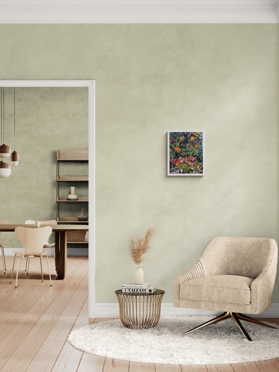 Hidden Poppy, semi-abstract floral painting