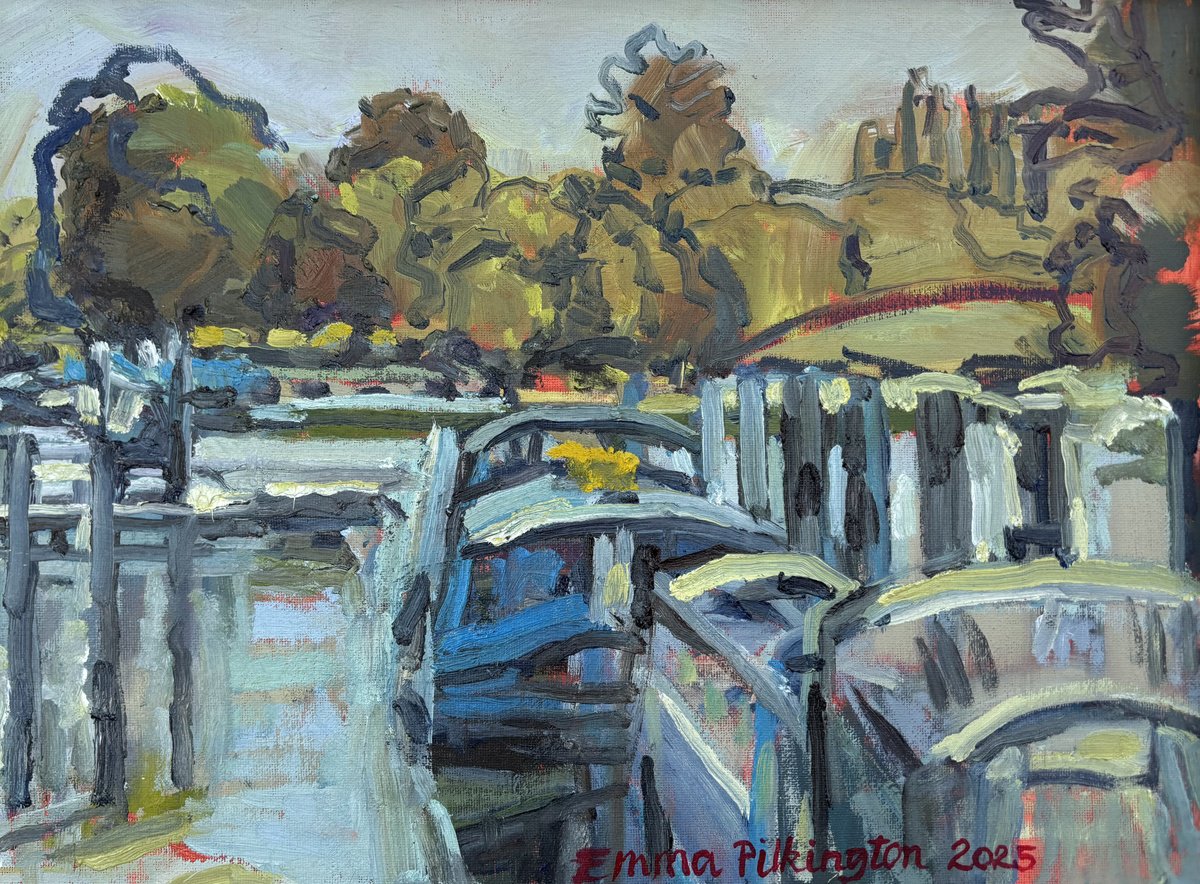 Shepperton Lock By Emma Pilkington, 17 X 13, Artwork For Sale On Artfinder