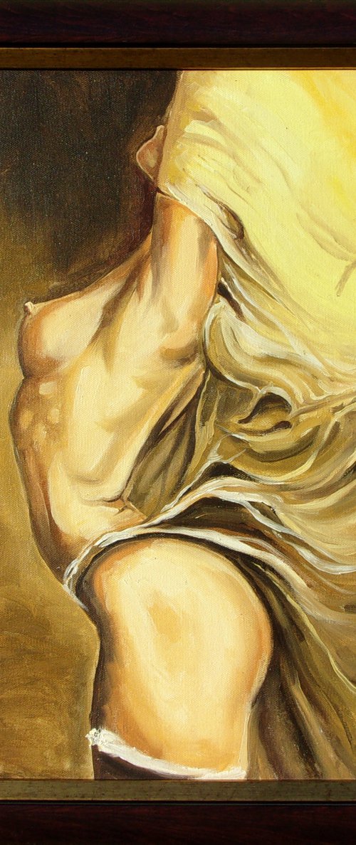 " PHOENIX ...  "  original painting darkness light  palette knife GIFT brown by Monika Luniak