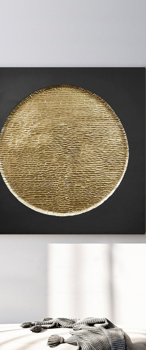 "Golden Black Mars" Abstract high textured by Alex