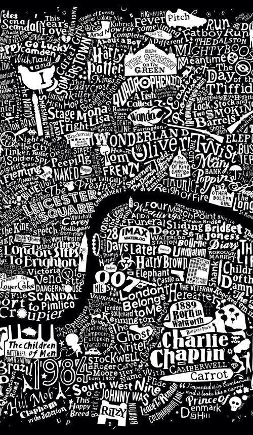 LONDON FILM MAP (Large black) by Dex