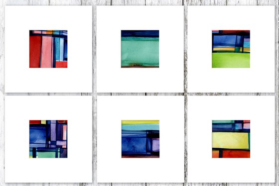 Color Music Collection 3 - Set of 6 Abstract Paintings in Mats by Kathy Morton Stanion