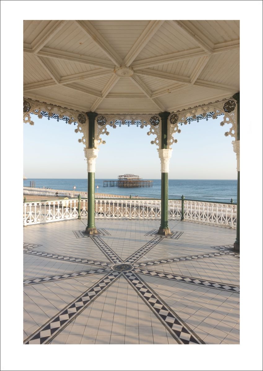 The Old West Pier Viewed through the Bandstand, Brighton, Sussex - Wide Angle View by Tony Bowall FRPS
