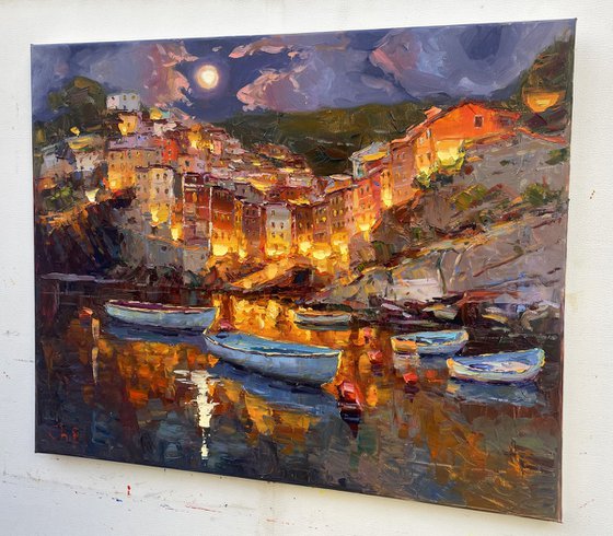 Night city at the pier